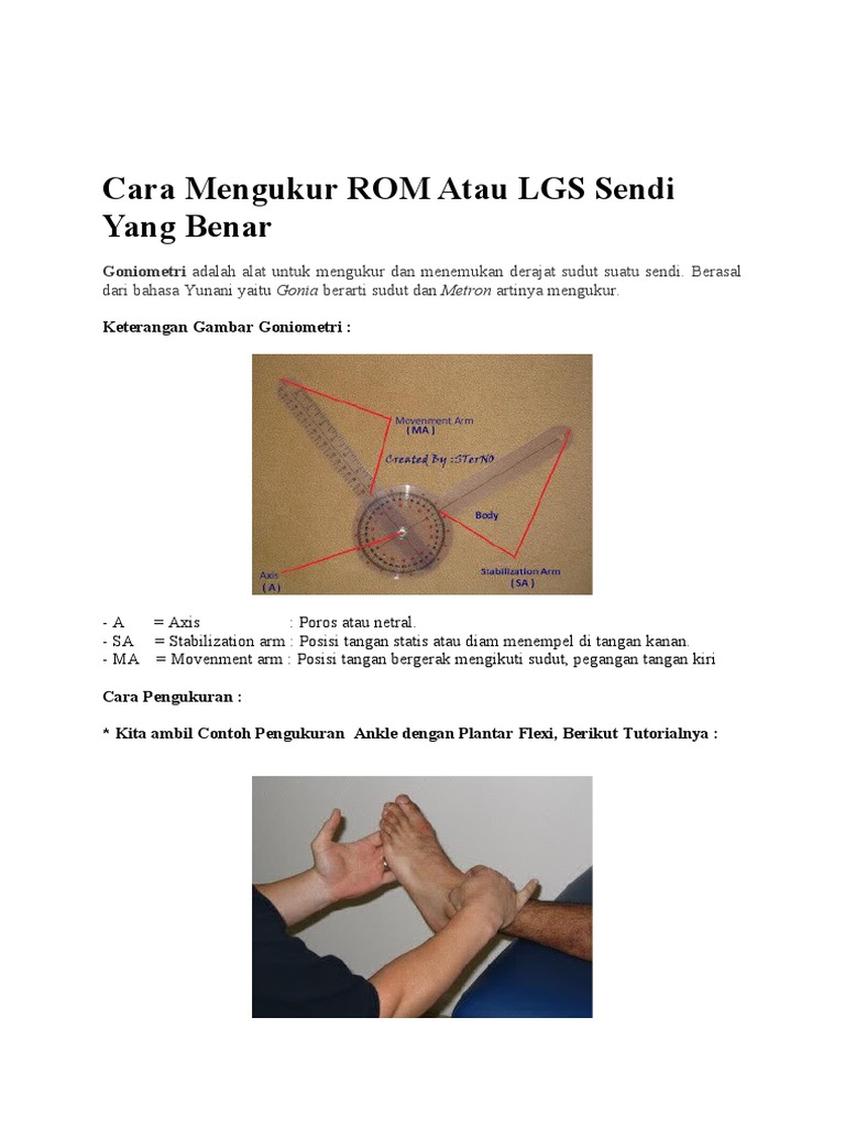 Panduan Mengukur ROM Sendi dengan Goniometer | PDF