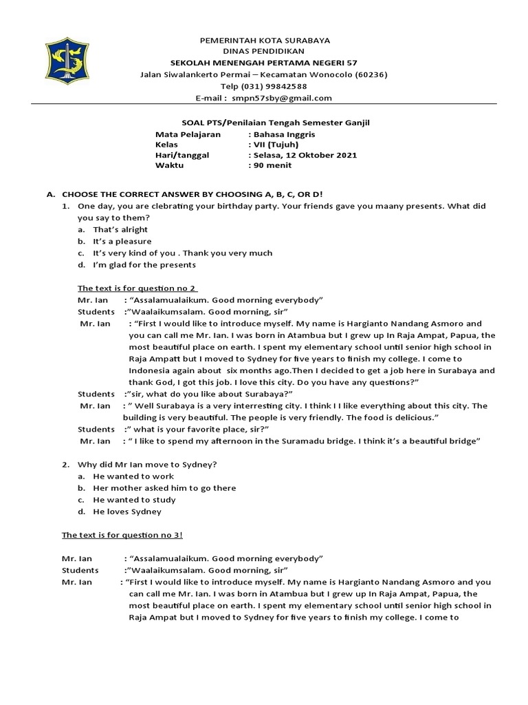 12 Oktober 1 Soal 7 Inggris Pts Big 7 Ganjil 2021 2022 Ana
