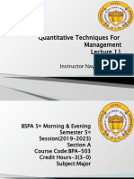 Quantitative Techniques For Management: Bspa 5 Instructor:Nayyer Sultana