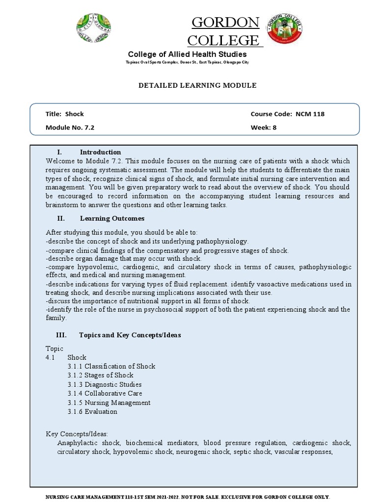 Nursing Care for Shock Management | PDF | Shock (Circulatory) | Blood ...