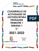 1° Cuadernillo Lectoescritura Pronalees 2021-2022