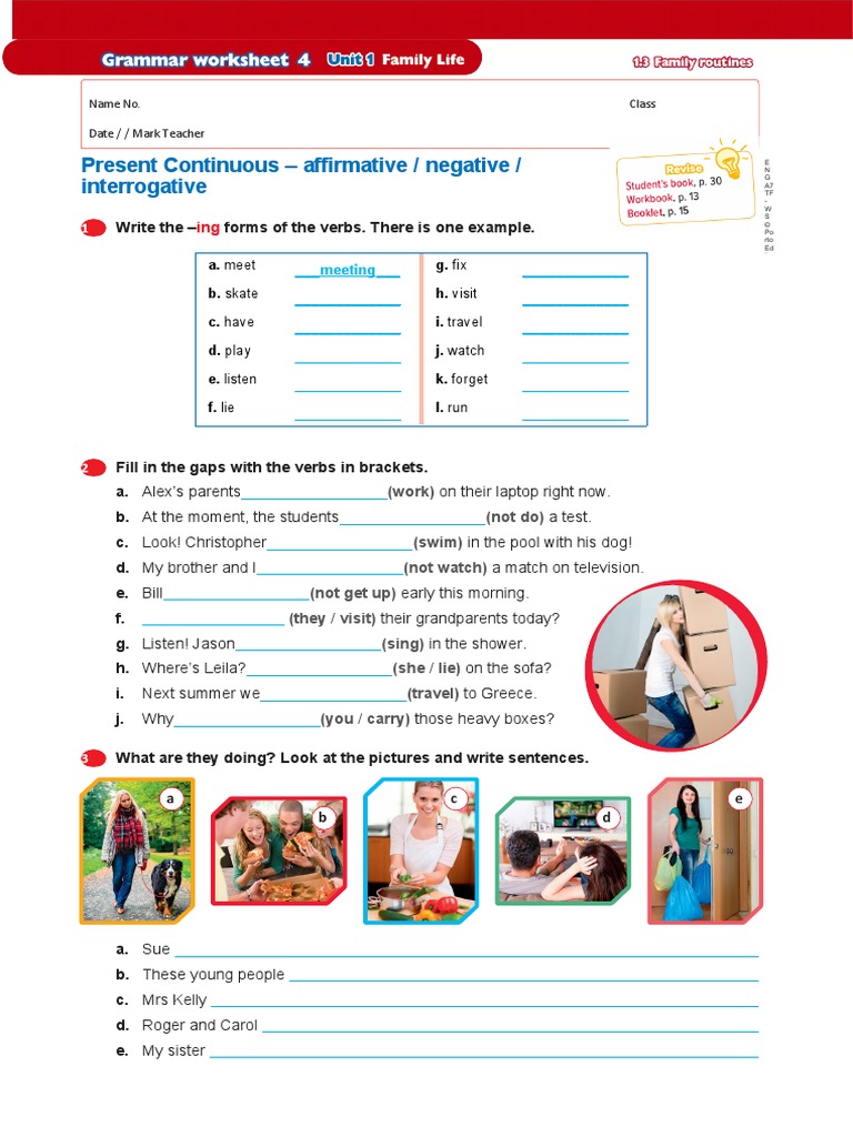 Present Continuous - Affirmative / Negative / Interrogative | PDF ...
