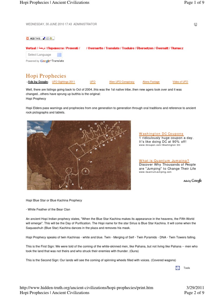 Hopi Prophecies and Signs Explained | PDF | Hopi | Human