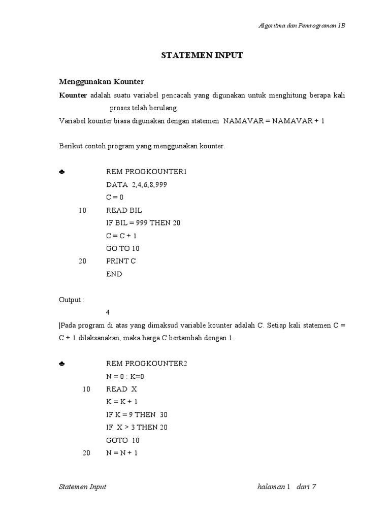 Statement Input | PDF | Metode & Bahan Ajar | Komputer