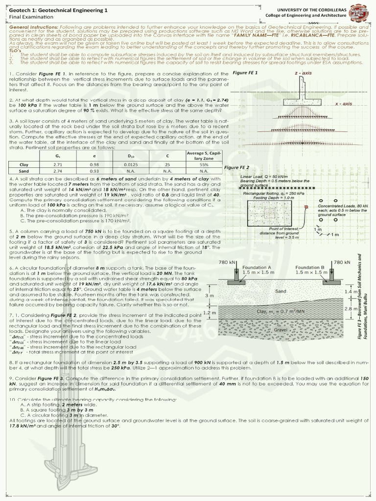 Geotechnical Engineering Exam Problems | PDF | Soil Mechanics ...