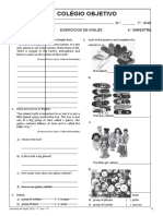 Colégio Objetivo: Nome: N.: 7. ANO Data: / /2020 Exercícios de Inglês 4. Bimestre