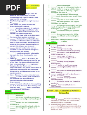 261191720 Report Card Comments
