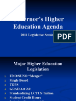 Governor's Higher Education Agenda: 2011 Legislative Session