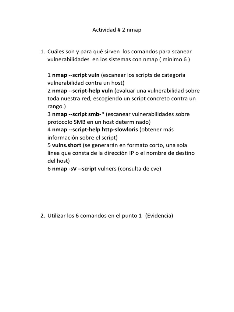 Actividad # 2 Nmap | PDF