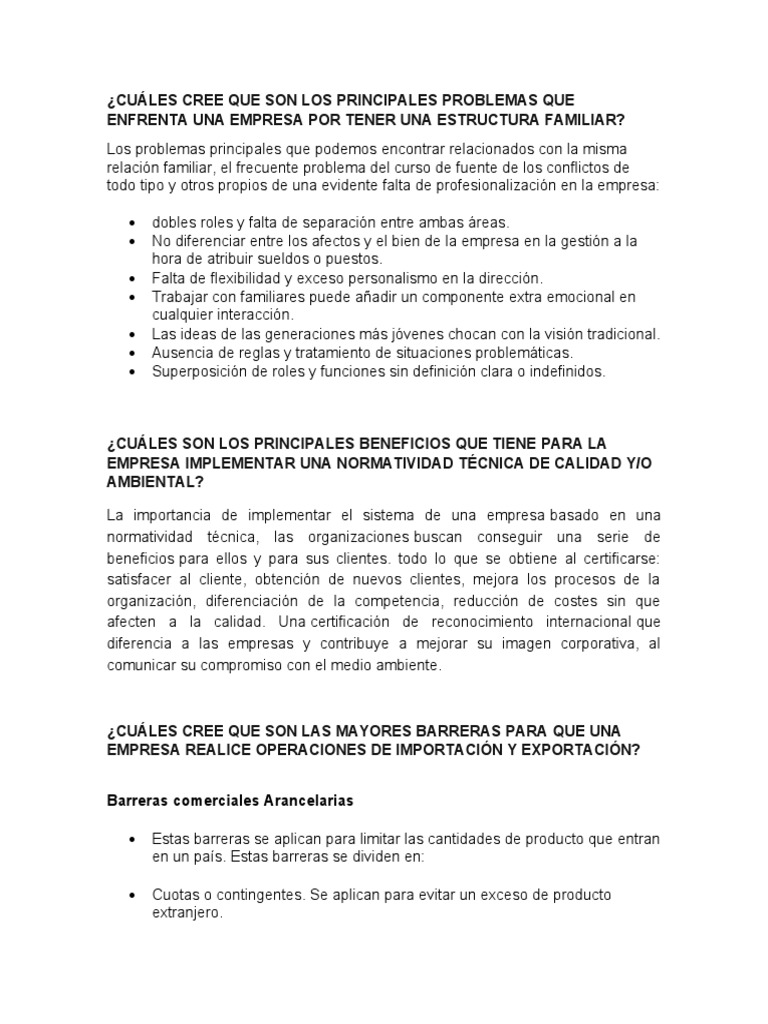 Problemas y beneficios en empresas familiares | PDF | Arancel | Economias
