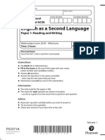 English As A Second Language: Paper 1: Reading and Writing