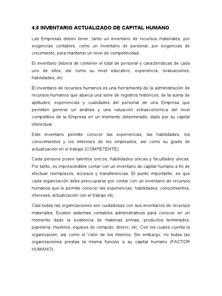 4.8 Inventario Actualizado de Capital Humano | PDF