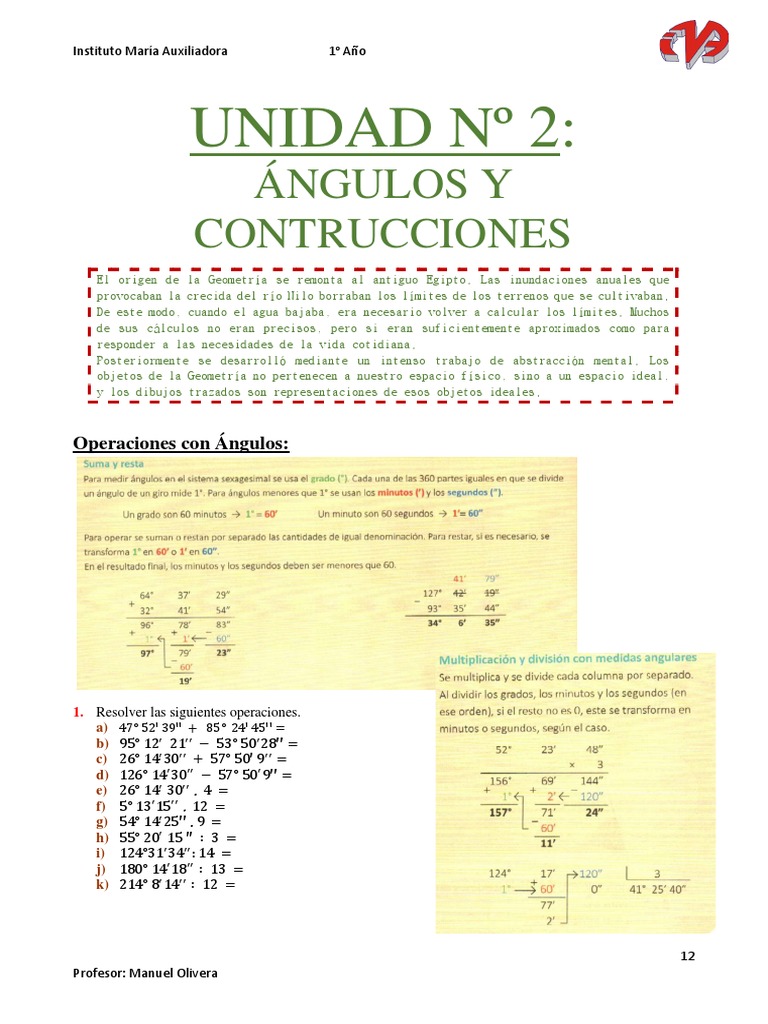Trabajo Práctico Nº2 - Ángulos y Construcciones | PDF | Ángulo | Circulo