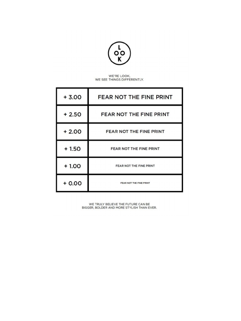 Look Diopter Chart PDF