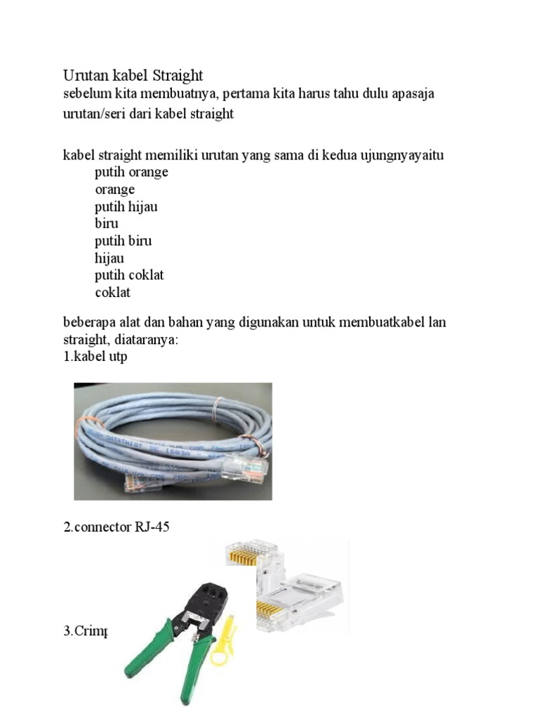 Urutan Pembuatan Kabel Straight RJ-45 | PDF