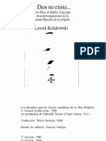 Si Dios No Existe Filosofia de La Religion Leszek Kolakowski