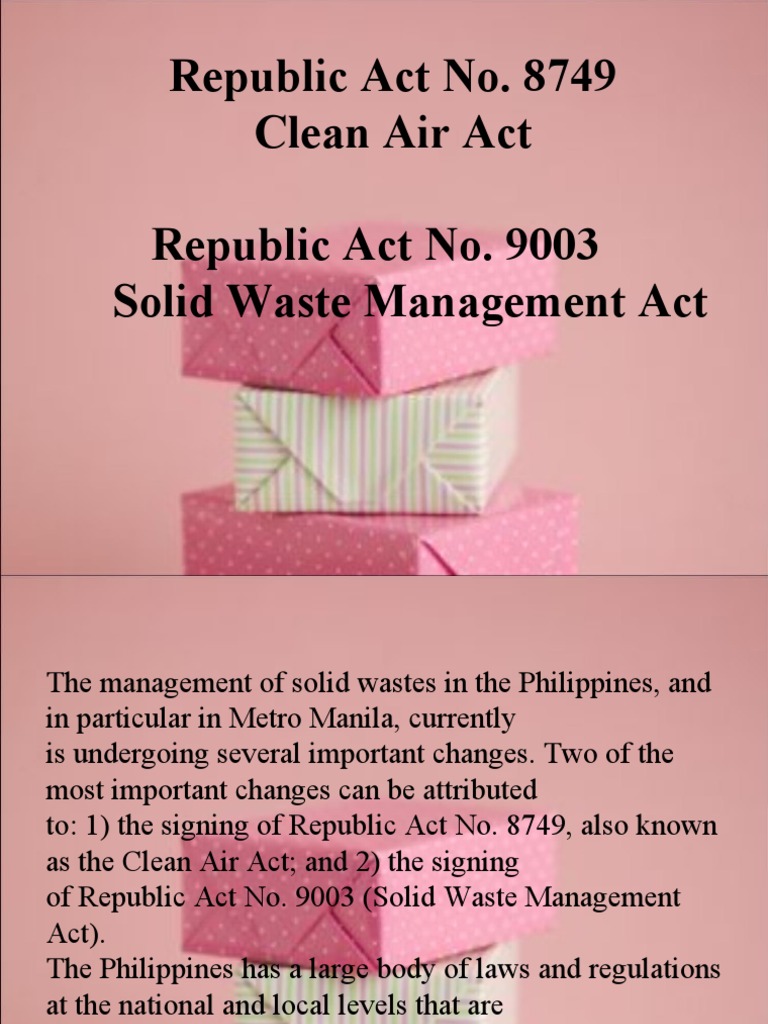 Philippines Clean Air and Waste Acts | PDF | Waste Management | Clean ...