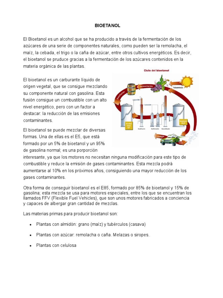 Bioetanol Pi100 | PDF | Biodiésel | Combustible de etanol