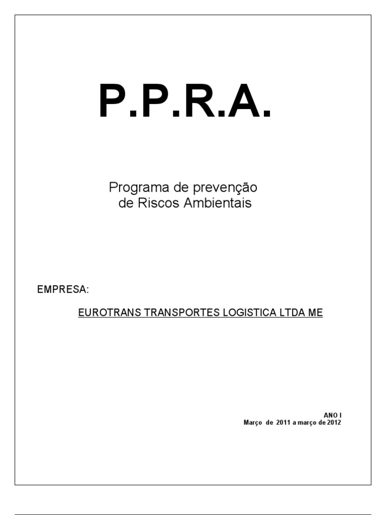PPRA: Prevenção de Riscos Ambientais | PDF | Química | Ambiente natural