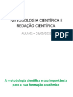 METODOLOGIA CIENTFICA E REDAO CIENTFICA AULA 01h