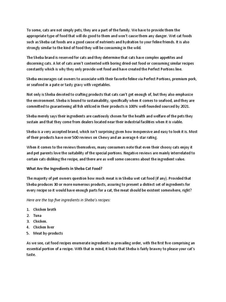 What Are The Ingredients in Sheba Cat Food? PDF Foods Meat