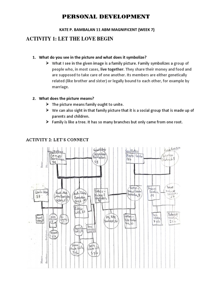 Personal Development: Activity 1: Let The Love Begin | PDF