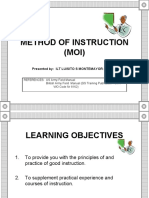 Method of Instruction (MOI) : Presented By: Ilt Luisito S Montemayor (Inf) Pa