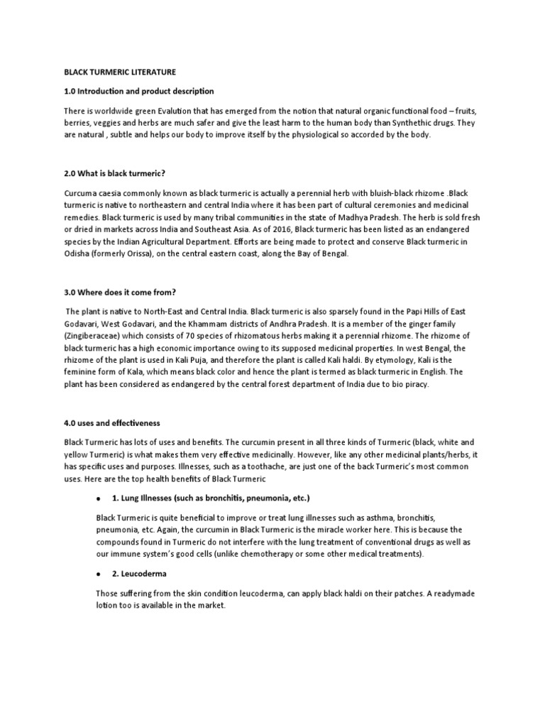 Black Turmeric Literature PDF Cancer Turmeric