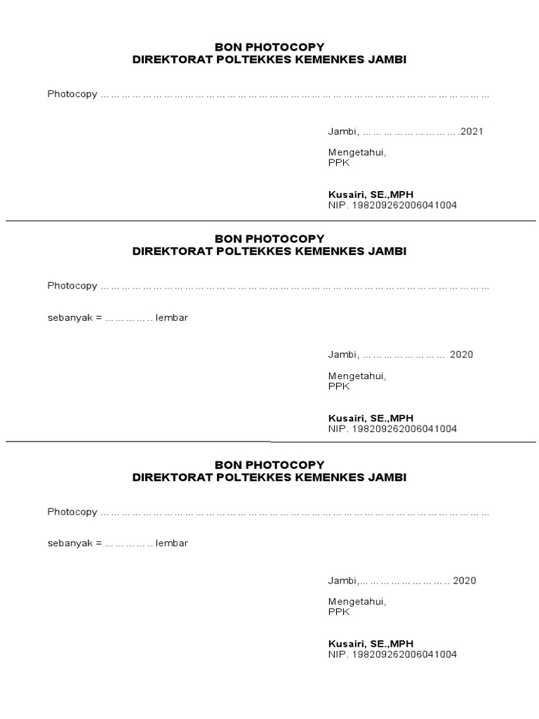 Bon Photocopy Poltekkes Jambi | PDF
