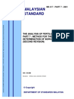 Malaysian Standard: The Analysis of Fertilizers: Part 7: Method For The Determination of Boron (Second Revision)