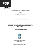 The Company Secretaries Amendment) Bill, 2010 (Standing Committee Report)