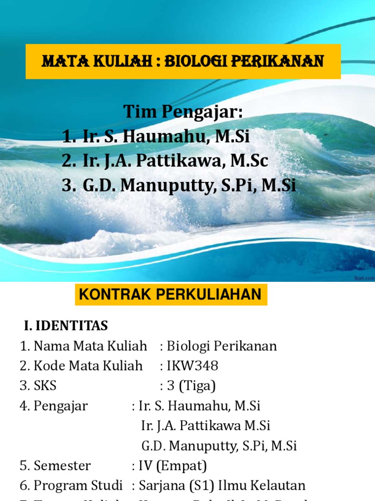 Kuliah I - 2020 - Ruang Lingkup Biologi Perikanan | PDF