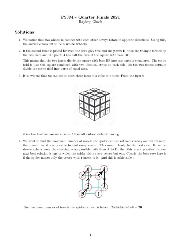 FSJM 2021 Quarter Finals Solutions | PDF | Area | Mathematics