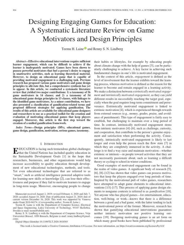 Educational Game Design: Motivators & Principles | PDF | Motivational ...
