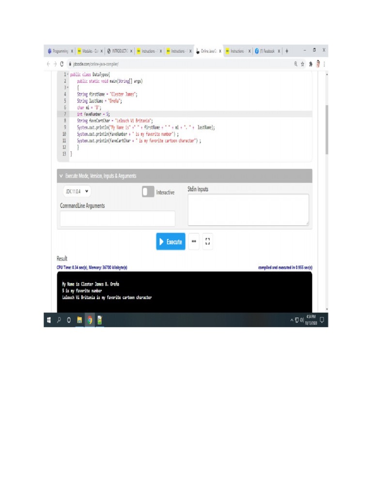 03 Data Types Hands-On Activity 1 - ARG | PDF