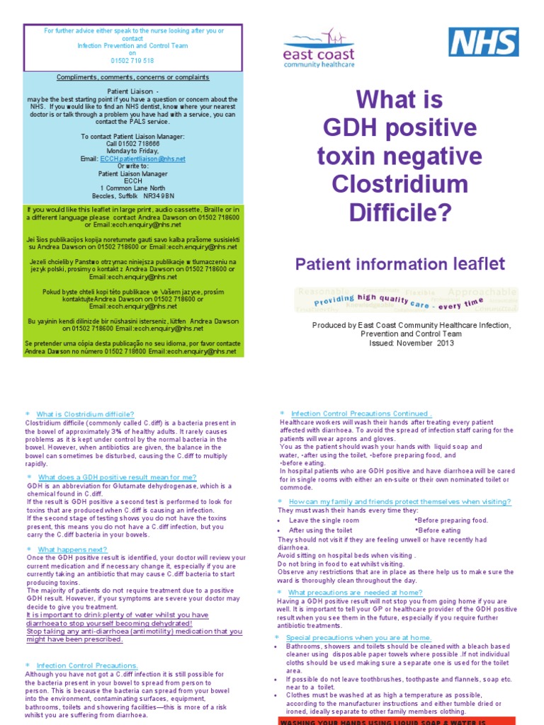 What Is GDH Positive Toxin Negative Clostridium Difficile? Leaflet