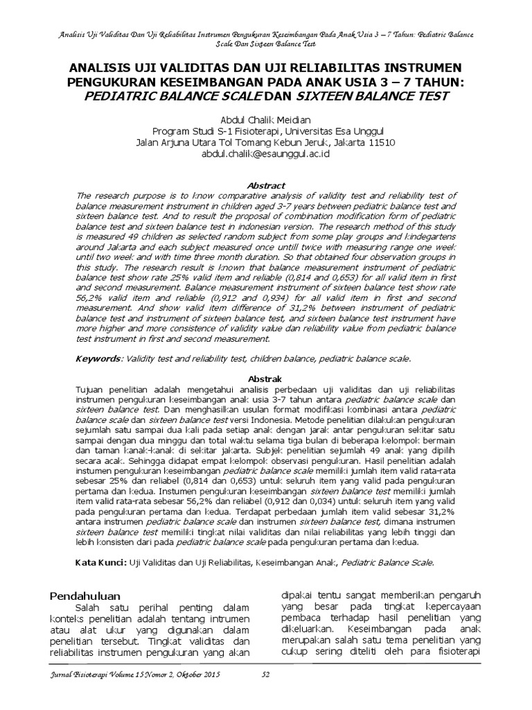 Pediatric Balance Scale Sixteen Balance Test PDF