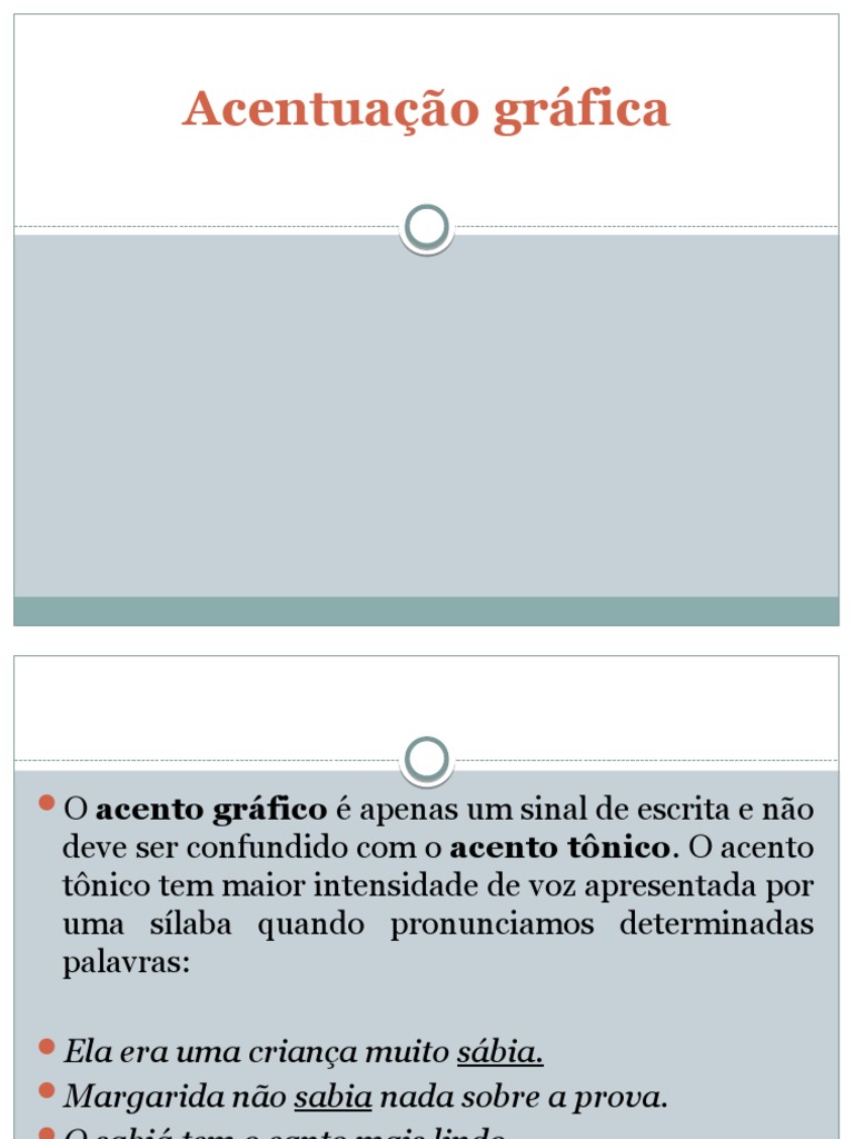 O Uso de Acentos Gráficos Na Escrita, PDF, Estresse (Linguística)