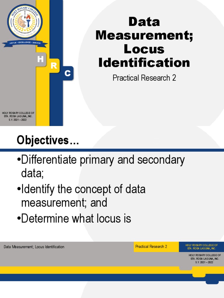 Lesson 2 - Data Measurement Locus Identification | PDF | Data | Mental ...