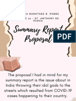 Summary Report Proposal: Shaina Dorothee R. Pobre Grade 12 - St. Anthony de Padua