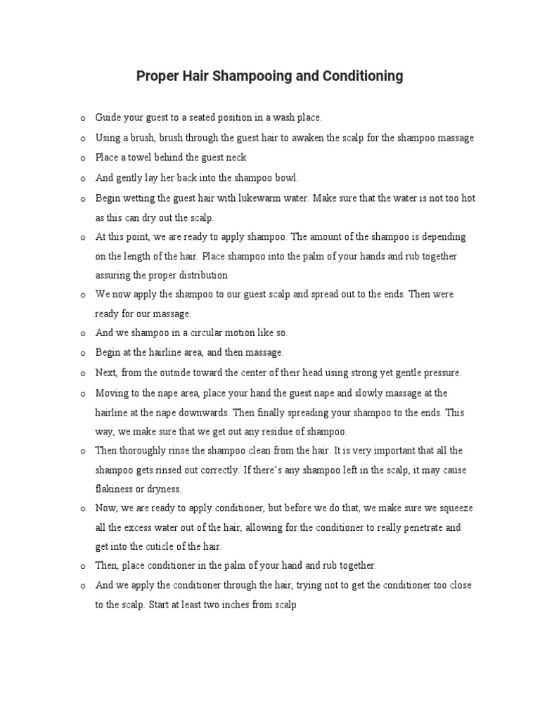 Proper Hair Shampooing and Conditioning PDF Shampoo Integumentary