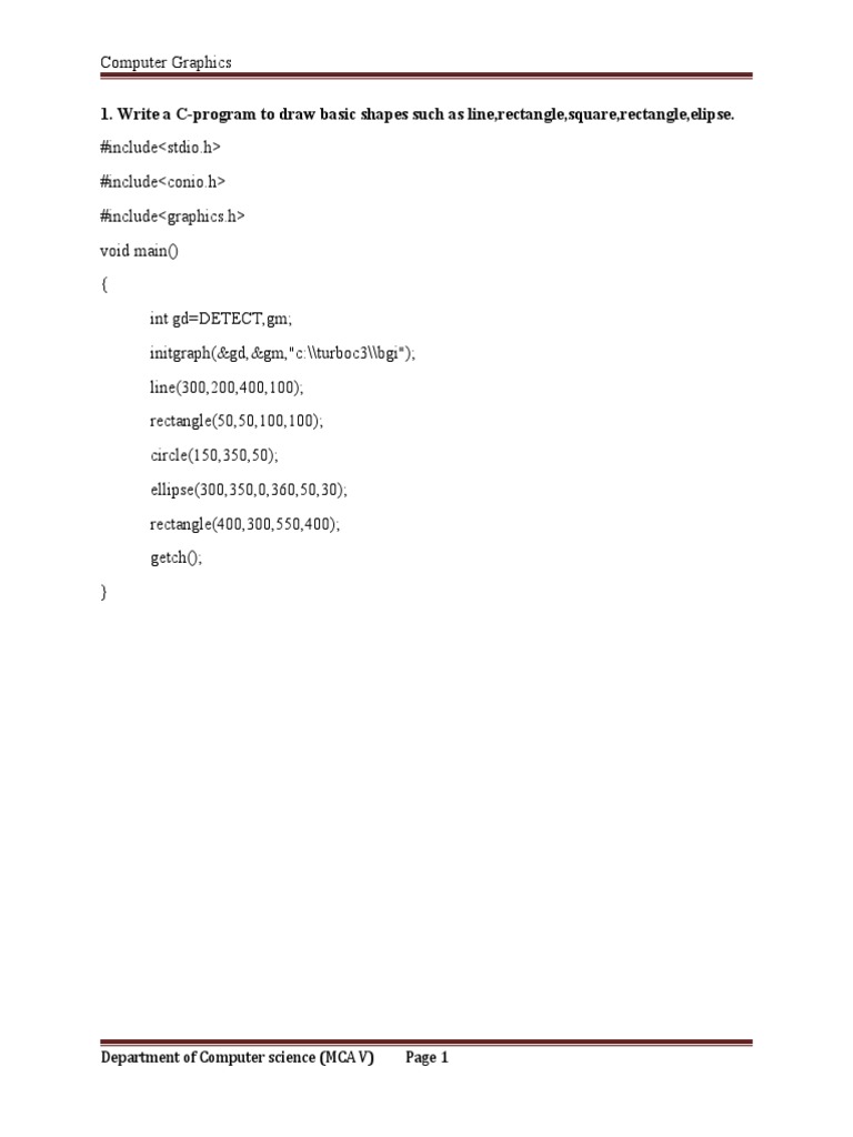 Write A C-Program To Draw Basic Shapes Such As Line, Rectangle, Square ...