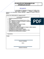 Modelo Declaração de Integração SST