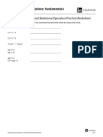 Boolean Expressions and Relational Operators Practice Worksheet