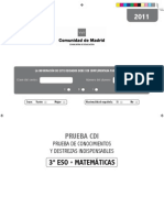 Prueba 3º Eso Matemáticas Comunidad de Madrid