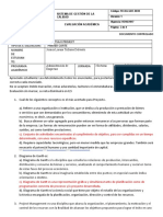 Evaluación académica proyecto administración empresas