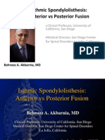 Isthmic Spondylolisthesis: Anterior Vs Posterior Fusion