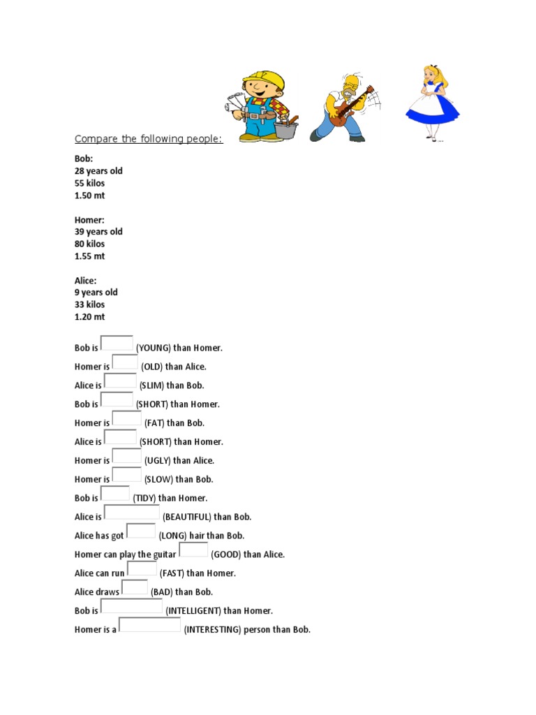 Comparing People Worksheet | PDF