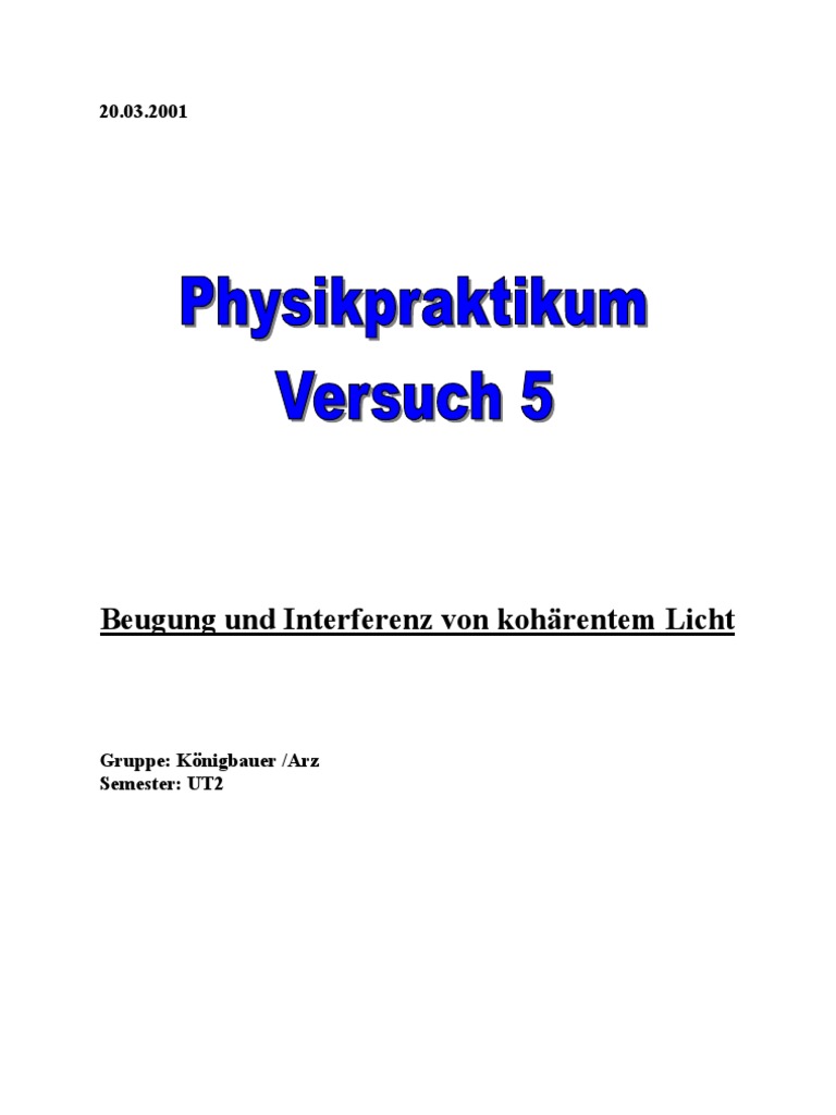 Versuch Nr 5 Beugung Interferenz
