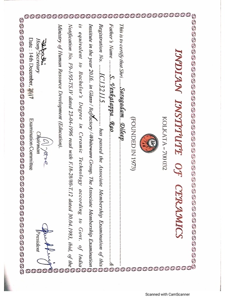 B Tech Certificate PDF